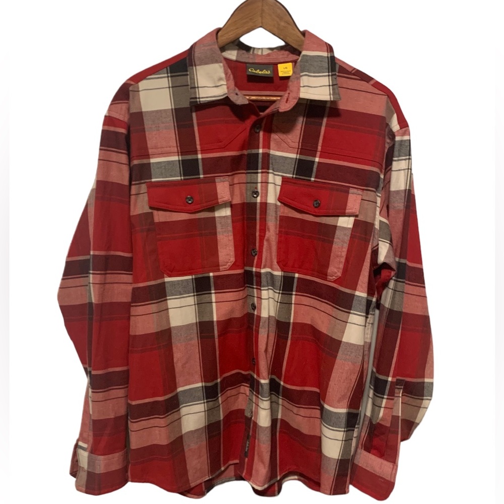Cabela's Long Sleeve Plaid Flannel Button Down Shirt Men's Size Large